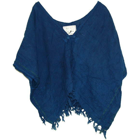 【5色から選べます！】DEEP BLUE(ディープブルー)  ライトカディ 手つむぎ・手織り 刺繍ストールベスト [73798]
