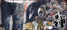 禅(ZEN)−京でん代表・竜田昌雄さんがプロデュースする京都発和柄ブランド。連綿と継承されてきた京友禅や染色の匠の技を、手描きジーンズや手染めTシャツなど、ファッションを通じて発信